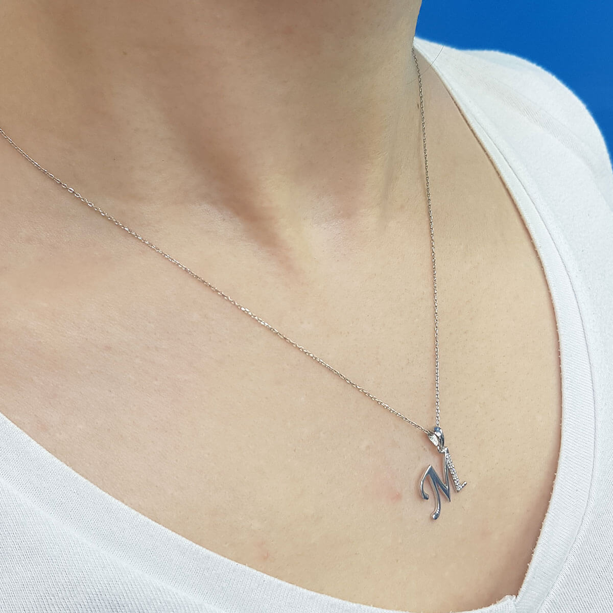 Diamond M Letter Necklace