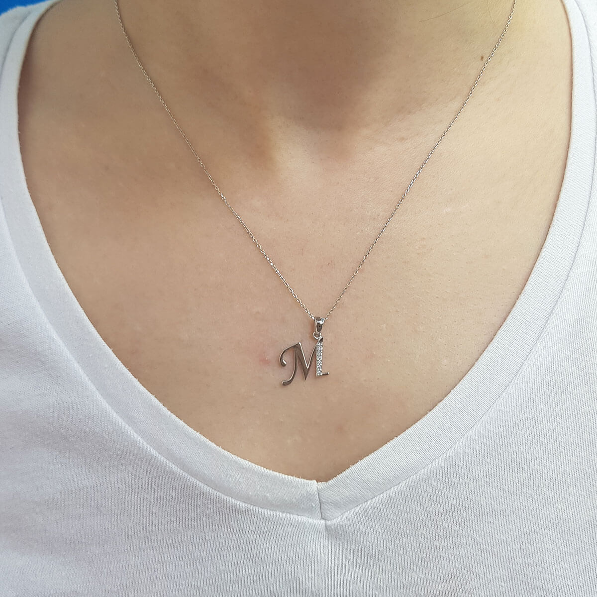Diamond M Letter Necklace