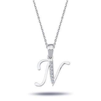 Diamond N Letter Necklace