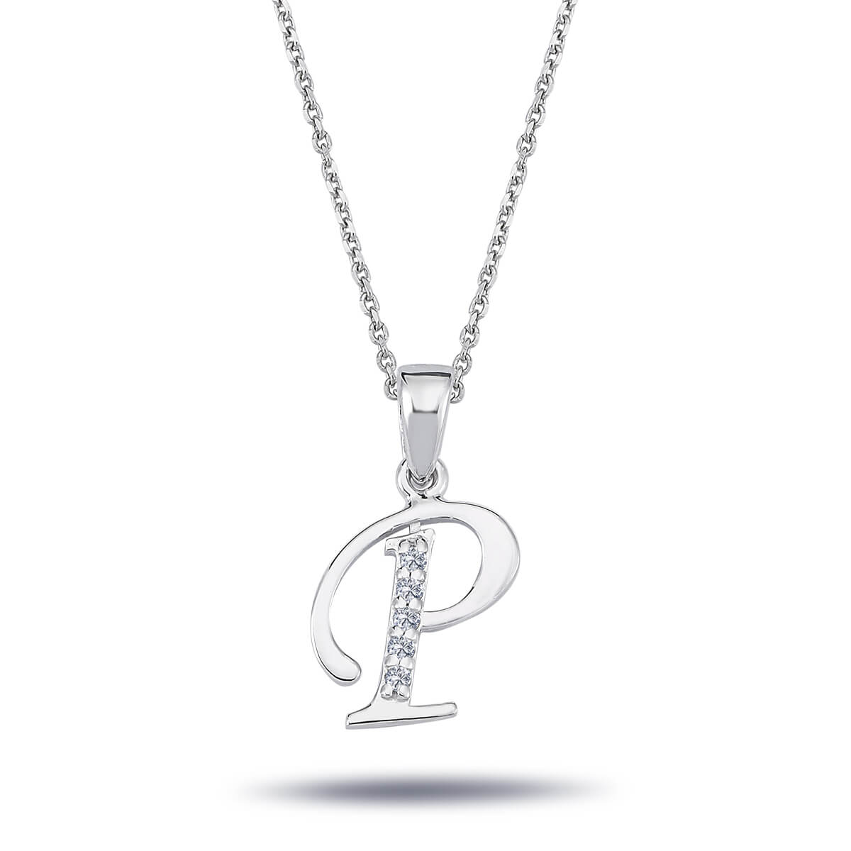 Diamond P Letter Necklace