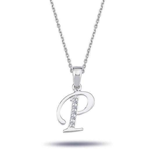 Diamond P Letter Necklace