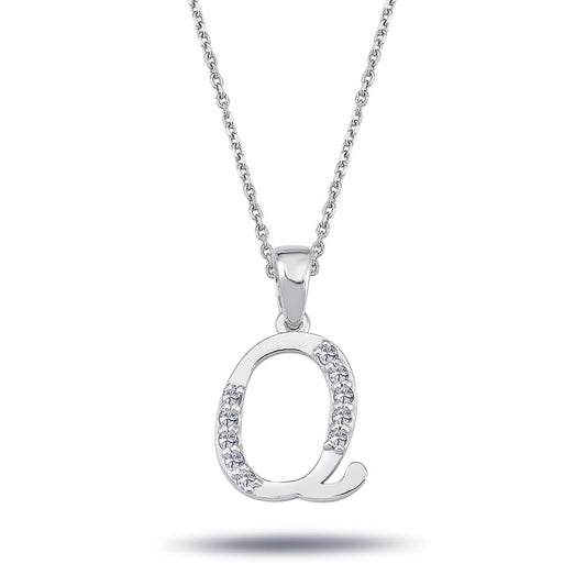 Diamond Q Letter Necklace