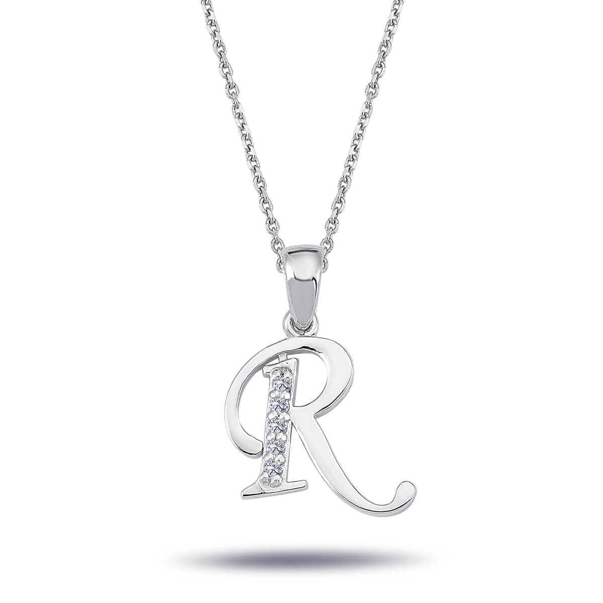 Diamond R Letter Necklace
