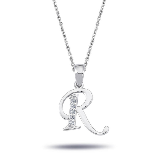 Diamond R Letter Necklace