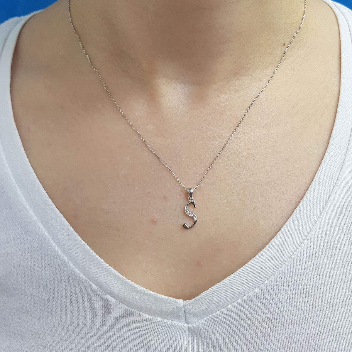 Diamond S Letter Necklace