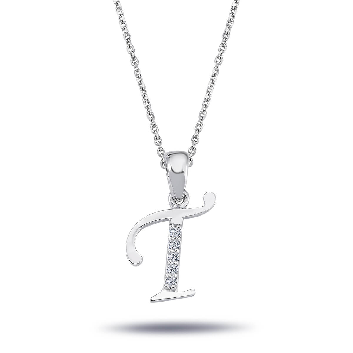 Diamond T Letter Necklace
