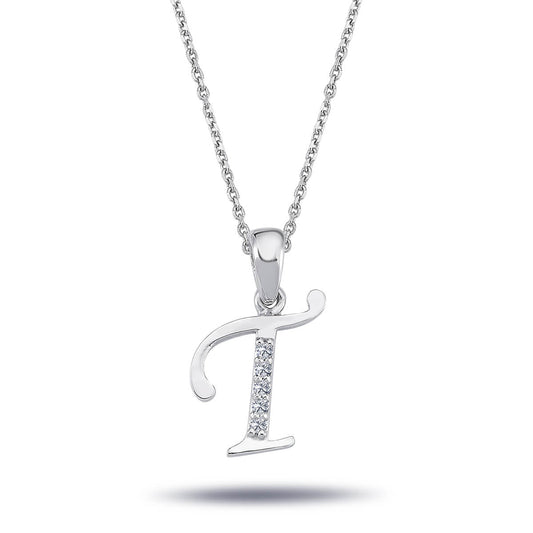 Diamond T Letter Necklace