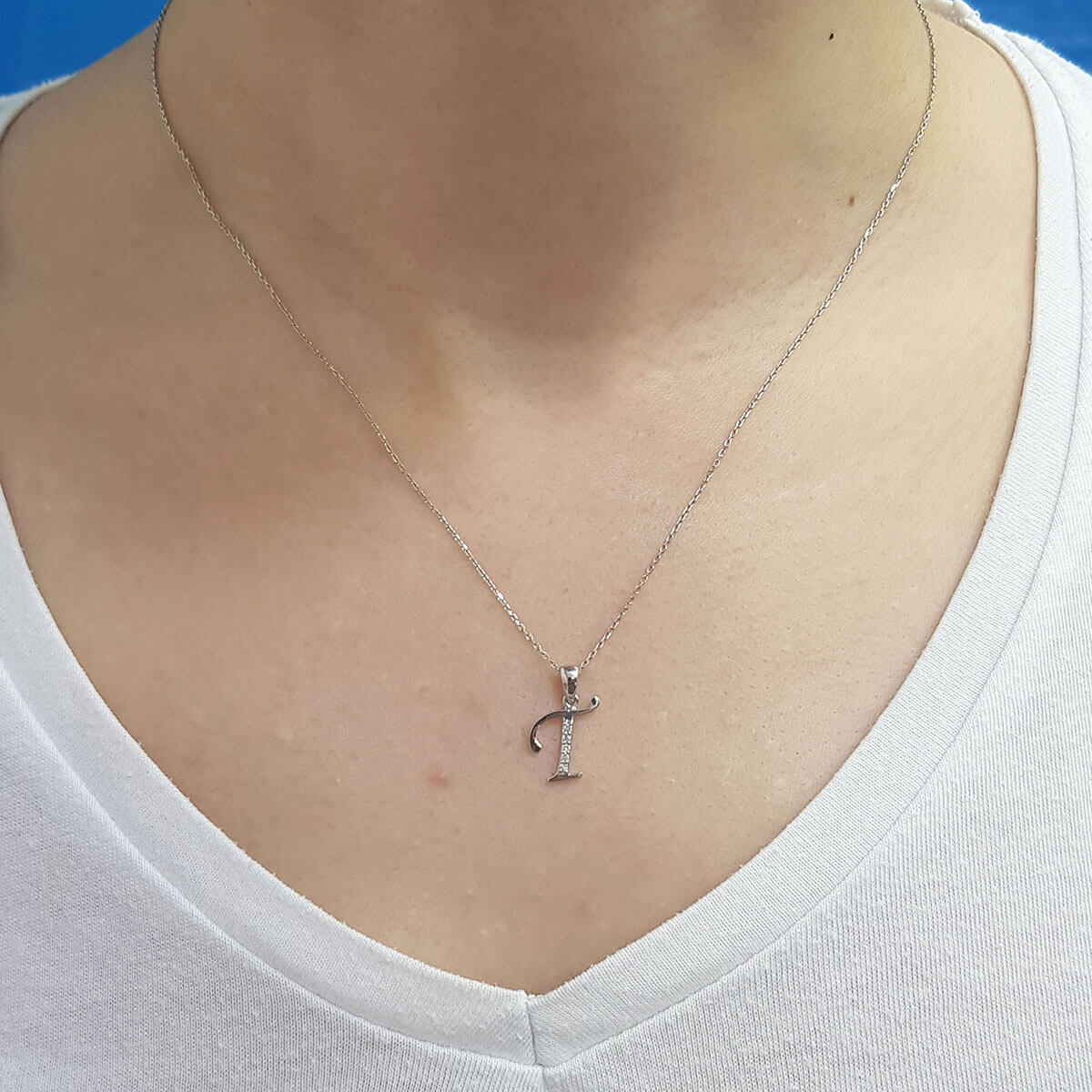 Diamond T Letter Necklace