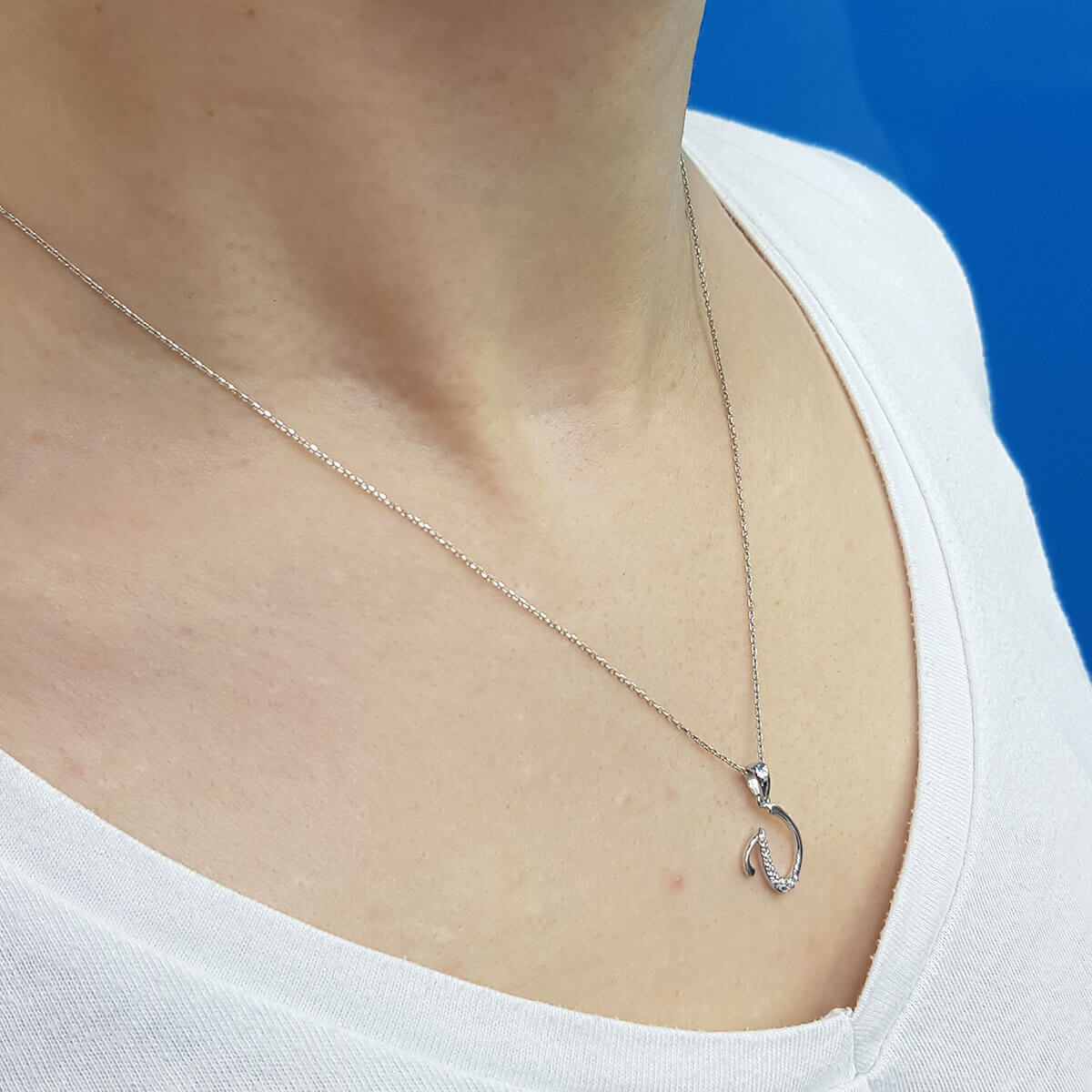 Diamond U Letter Necklace