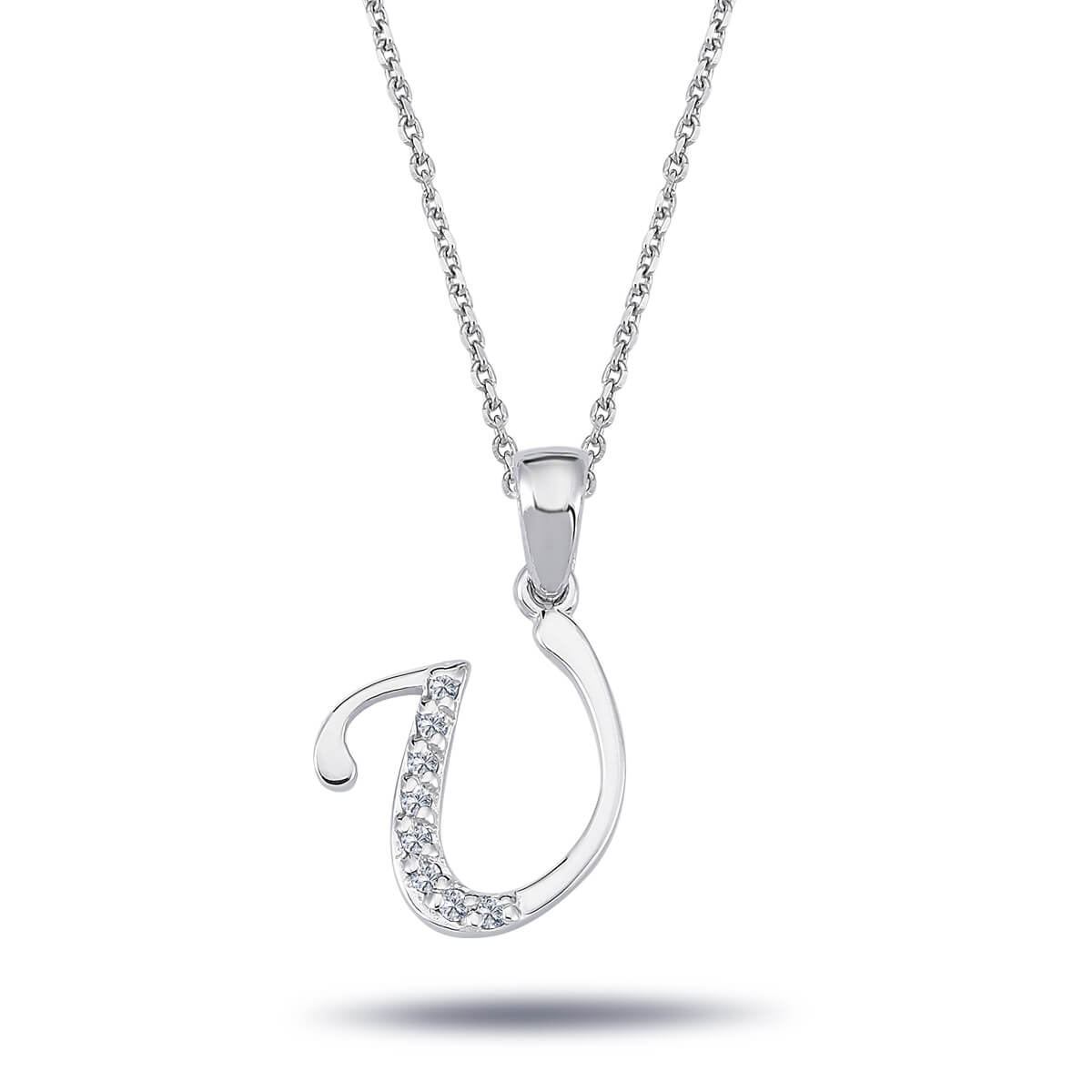 Diamond U Letter Necklace