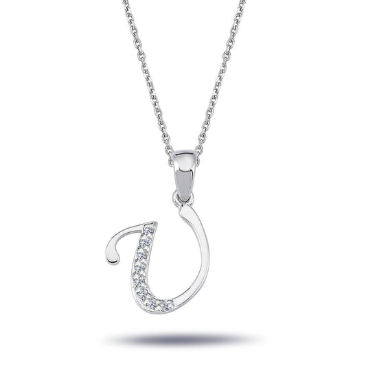 Diamond U Letter Necklace