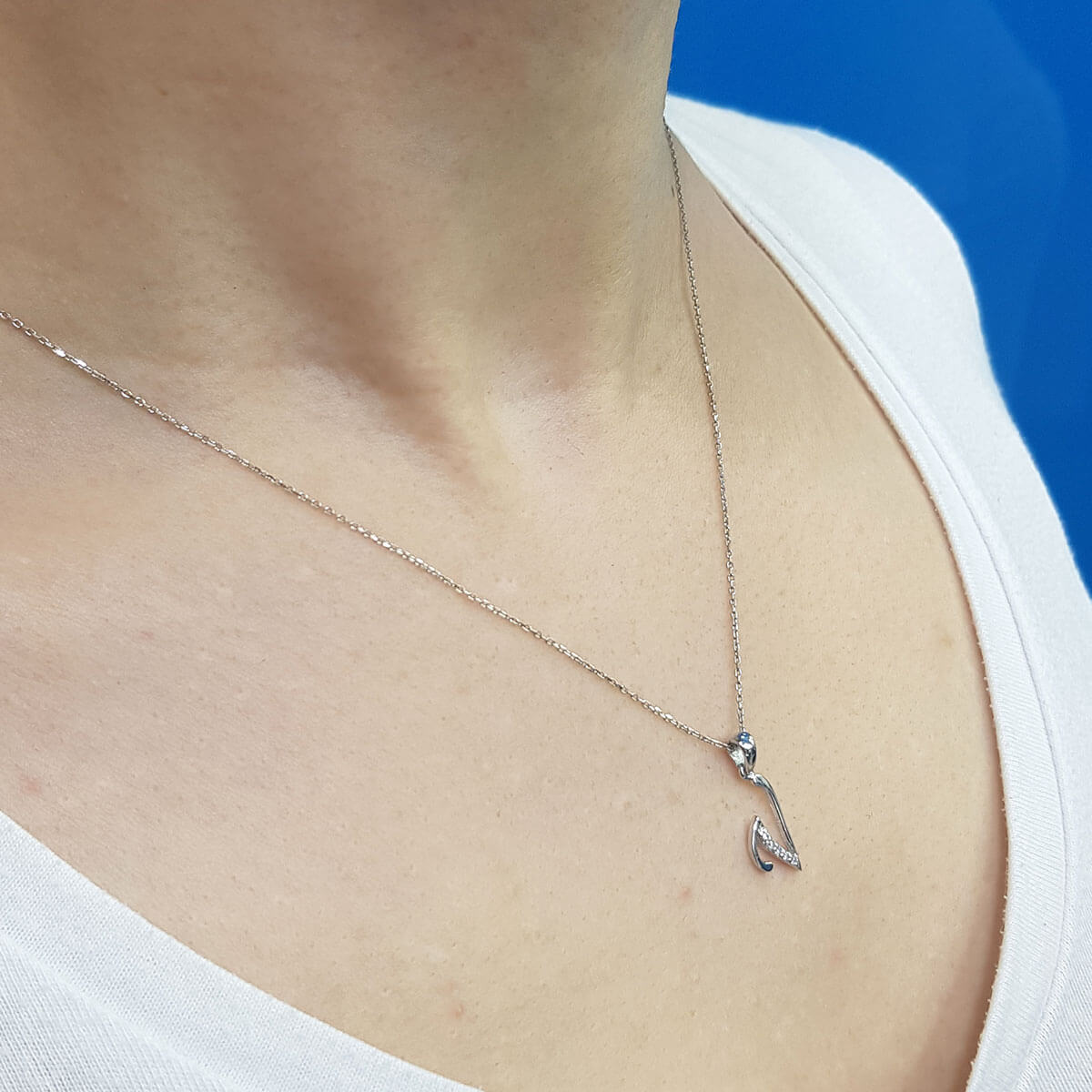 Diamond V Letter Necklace