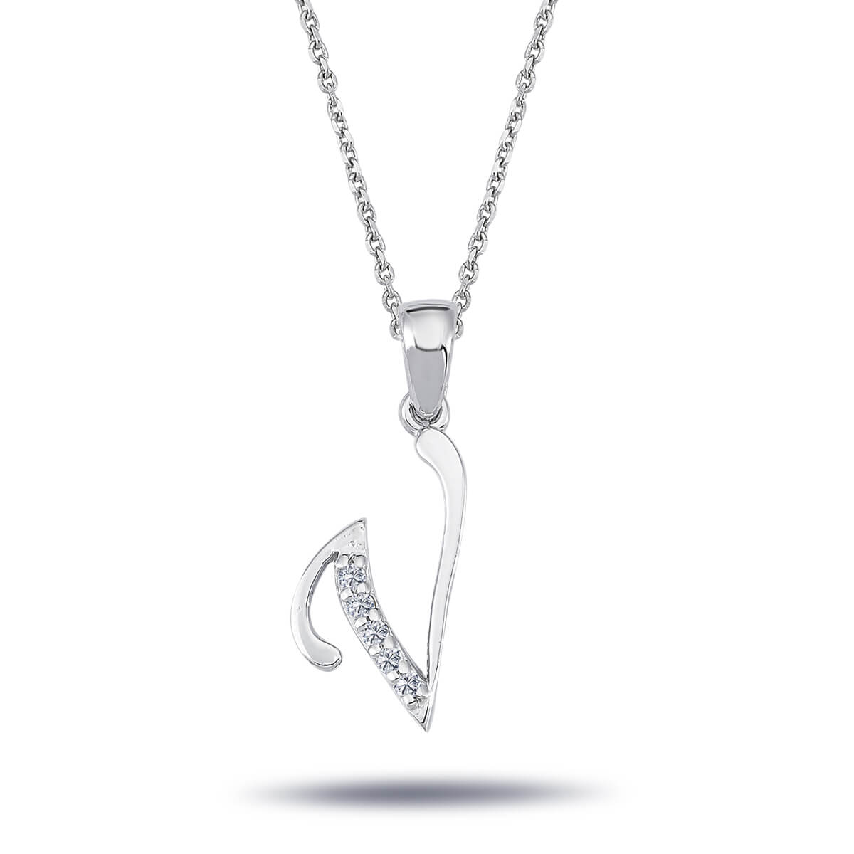 Diamond V Letter Necklace