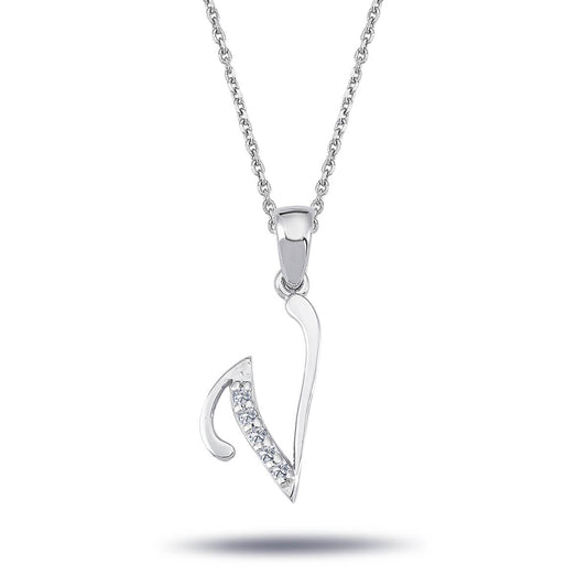 Diamond V Letter Necklace