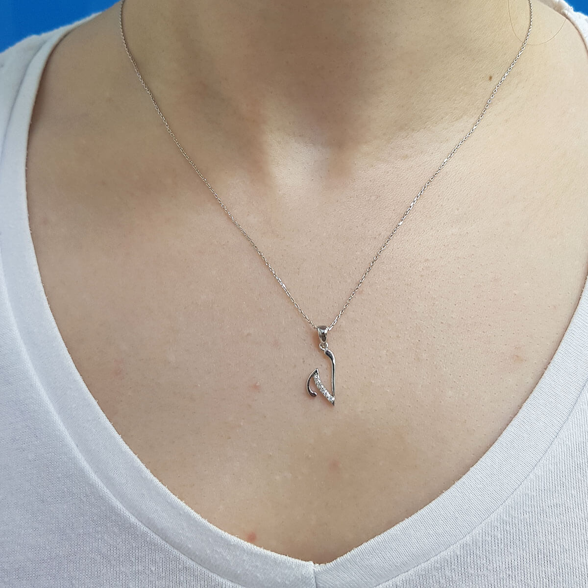 Diamond V Letter Necklace