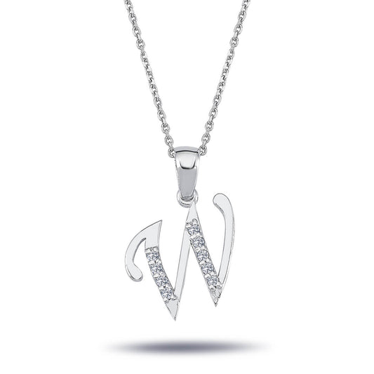Diamond W Letter Necklace