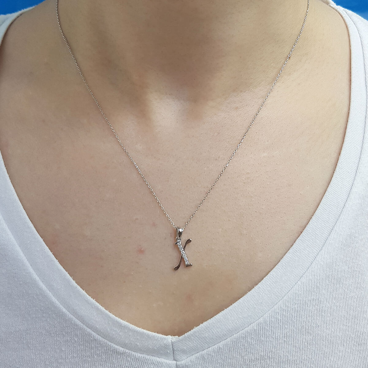 Diamond X Letter Necklace