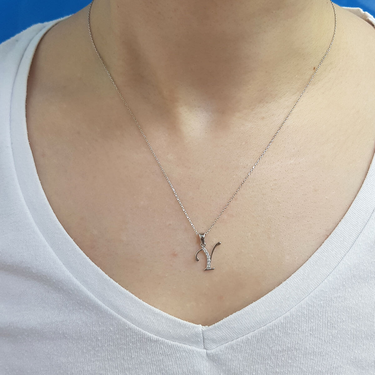 Diamond Y Letter Necklace