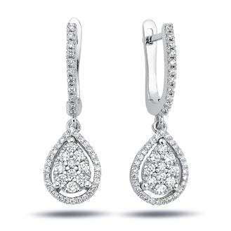 Diamond Stone Large Teardrop Earrings