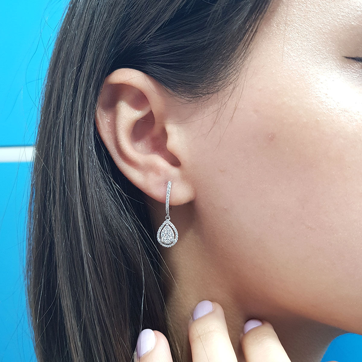 Diamond Stone Large Teardrop Earrings