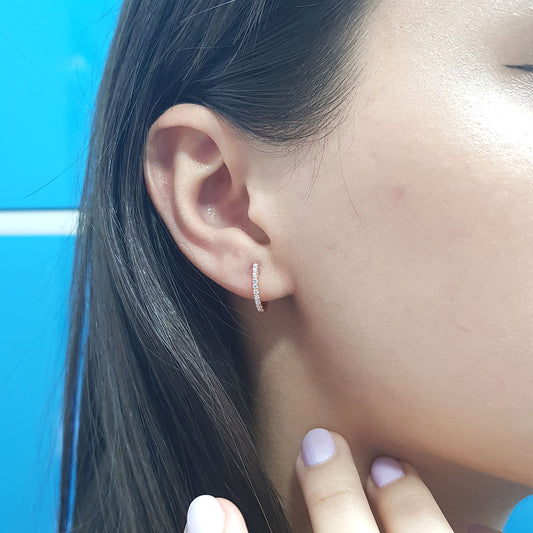 Diamond Oval Hoop Earrings