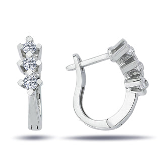 Diamond Peony Hoop Earrings