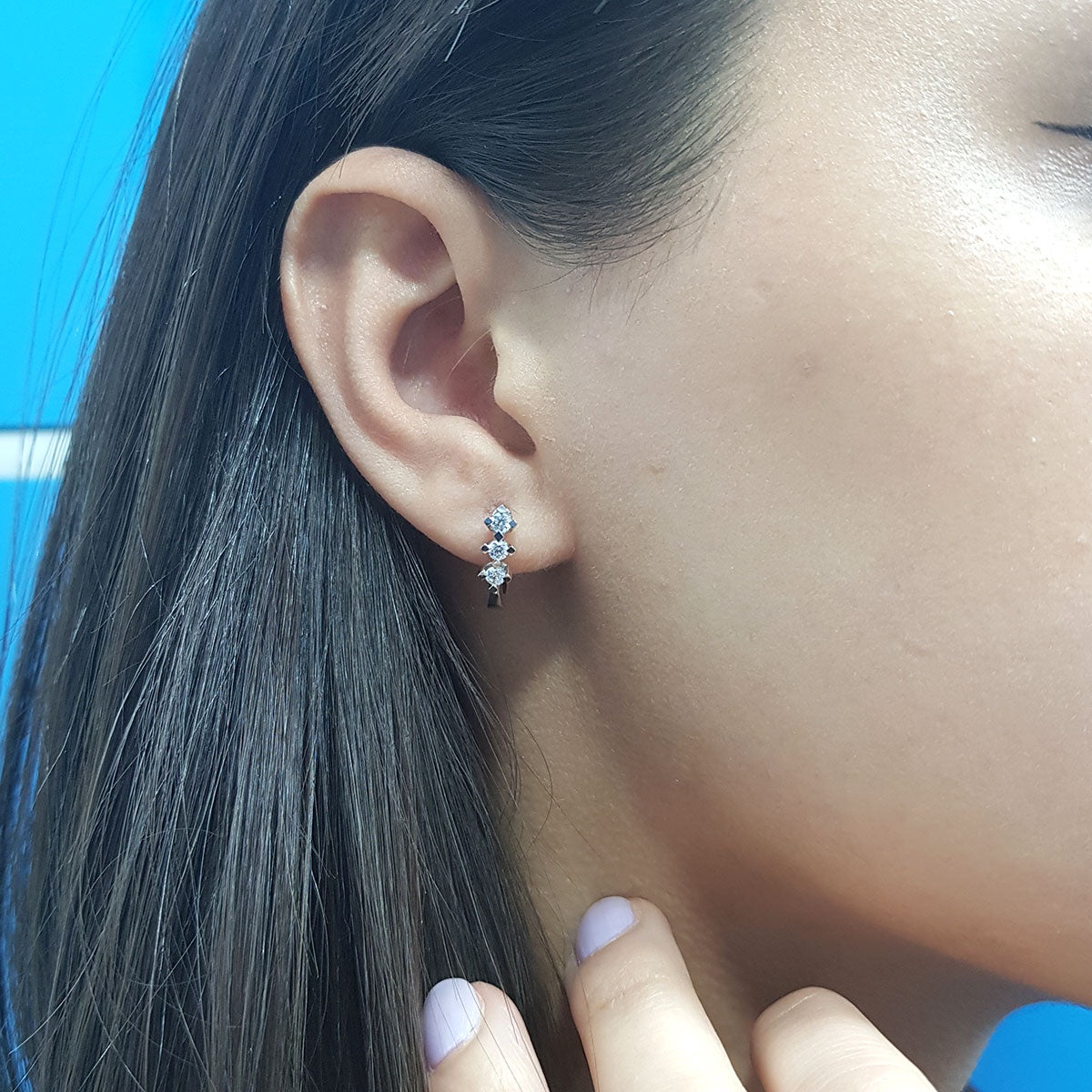 Diamond Peony Hoop Earrings