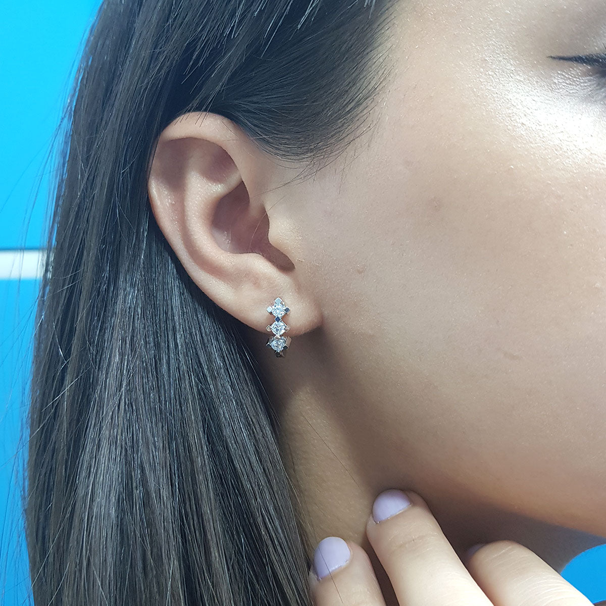 Diamond Lavender Hoop Earrings