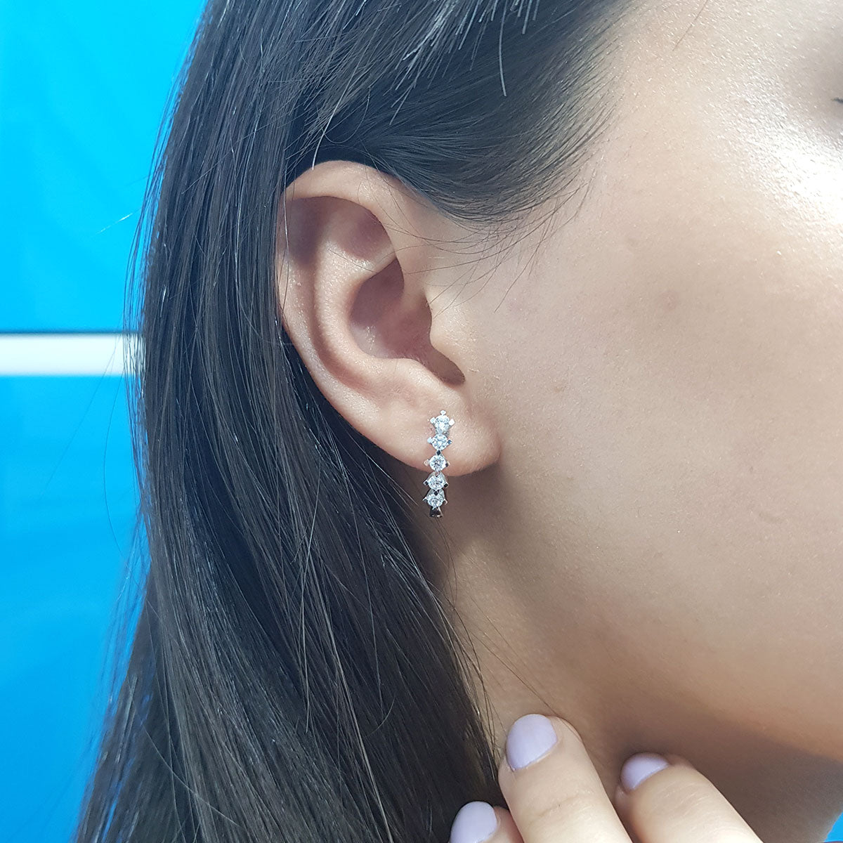 Diamond Lotus Hoop Earrings