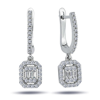 0.55 Carat Baguette Diamond Earrings