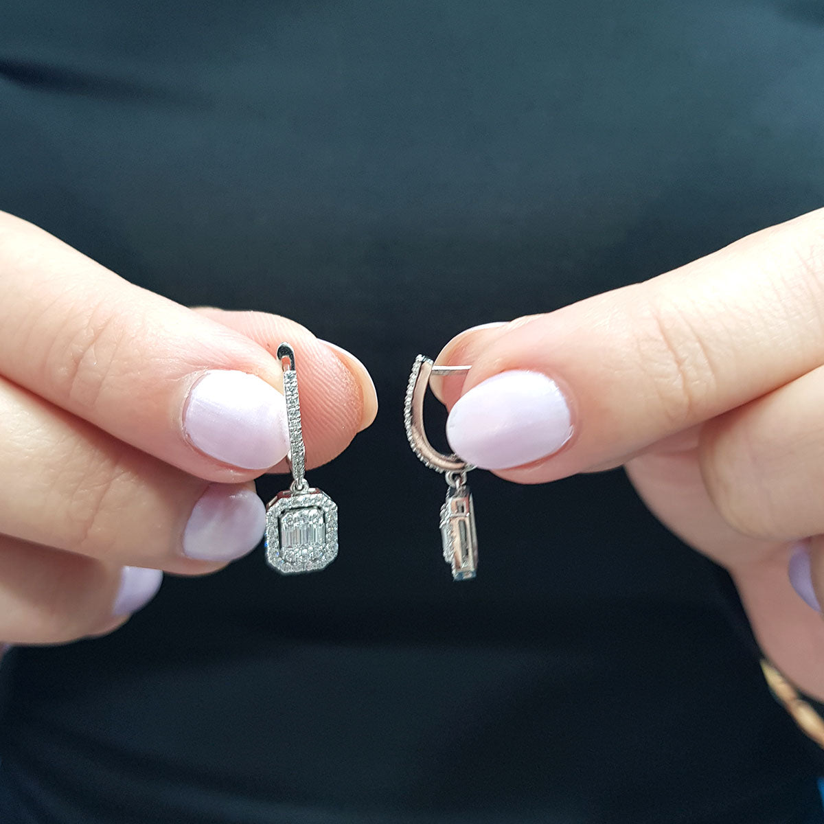 0.84 Carat Baguette Diamond Earrings