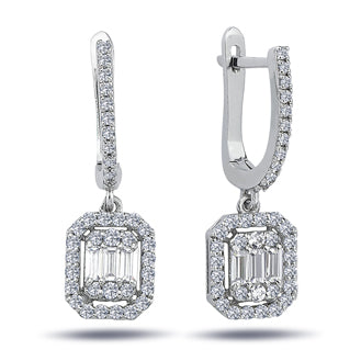 0.84 Carat Baguette Diamond Earrings