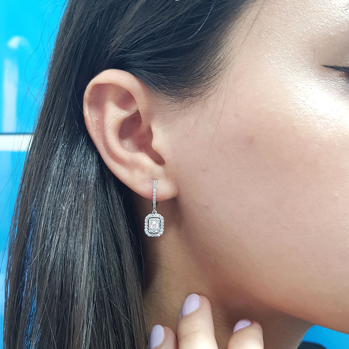 0.84 Carat Baguette Diamond Earrings