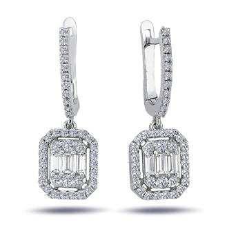 0.93 Carat Baguette Diamond Earrings