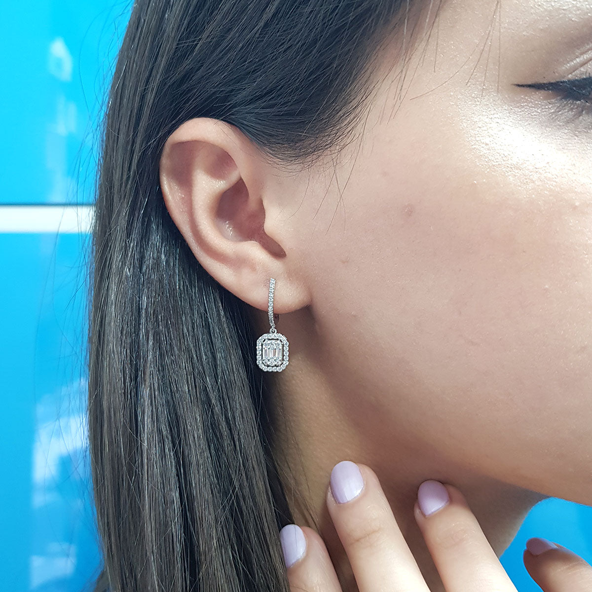 0.93 Carat Baguette Diamond Earrings