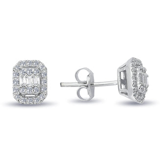 0.33 Carat Baguette Diamond Earrings