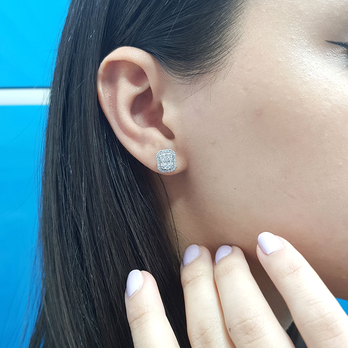 0.87 Carat Baguette Diamond Earrings