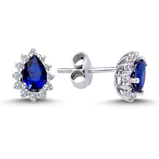 Diamond Teardrop Sapphire Entourage Earrings