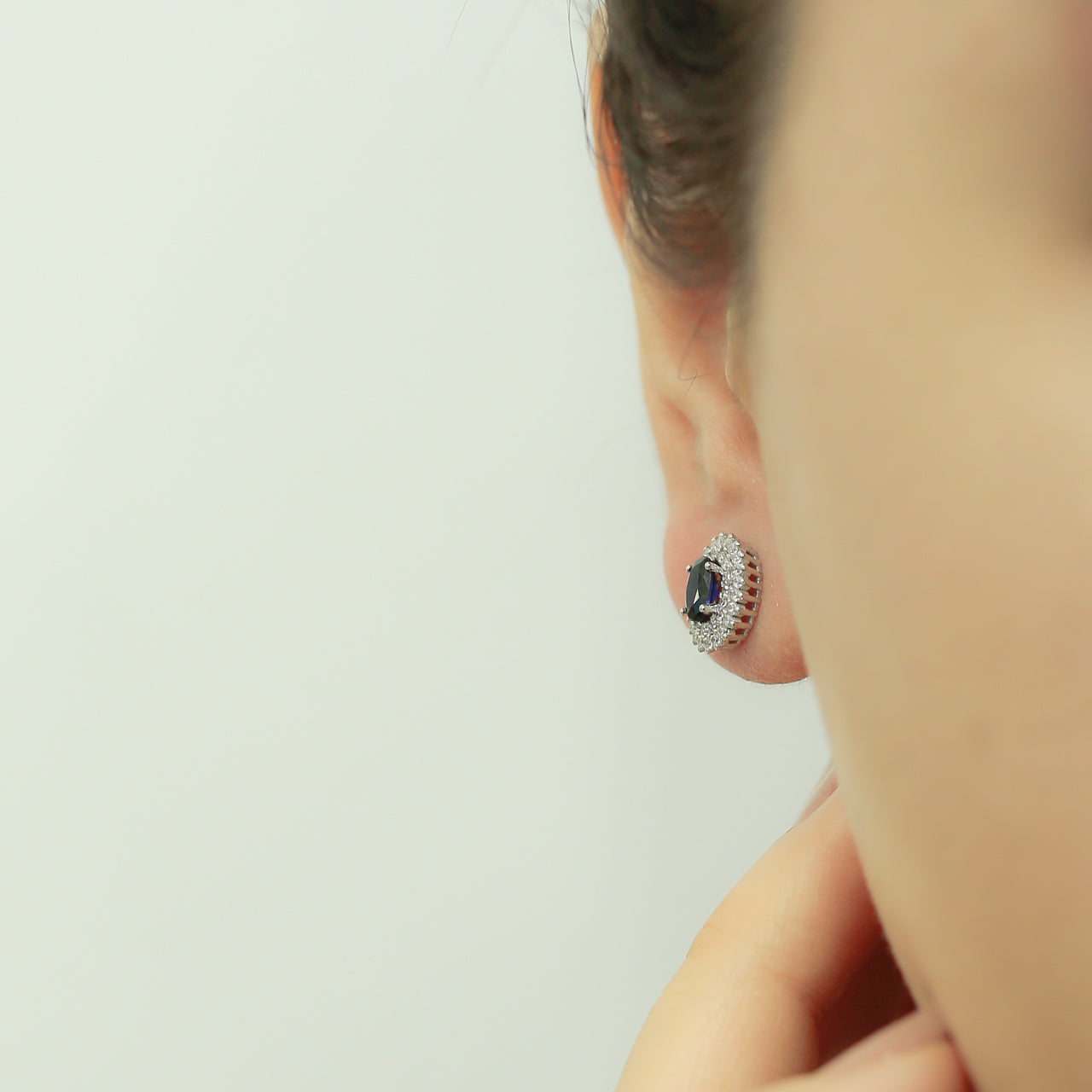 Diamond Oval Sapphire Entourage Earrings