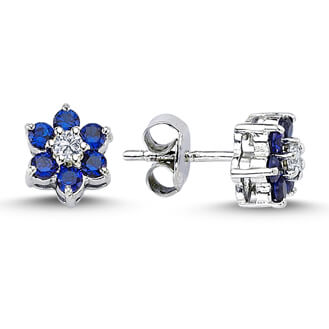 Diamond Sapphire Daisy Earrings