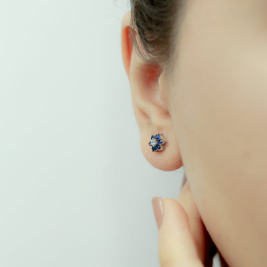 Diamond Sapphire Daisy Earrings
