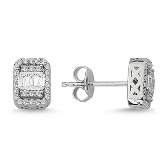 0.36 Carat Baguette Diamond Earrings