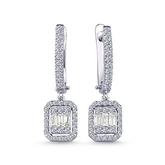 0.65 Carat Baguette Diamond Earrings