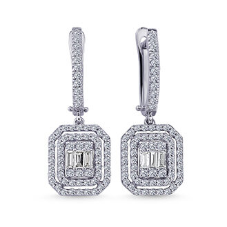 0.95 Carat Baguette Diamond Earrings