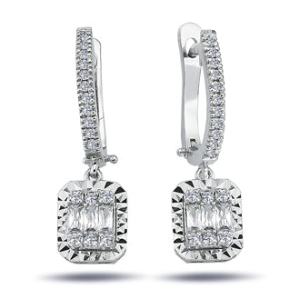 0.50 Carat Baguette Diamond Earrings