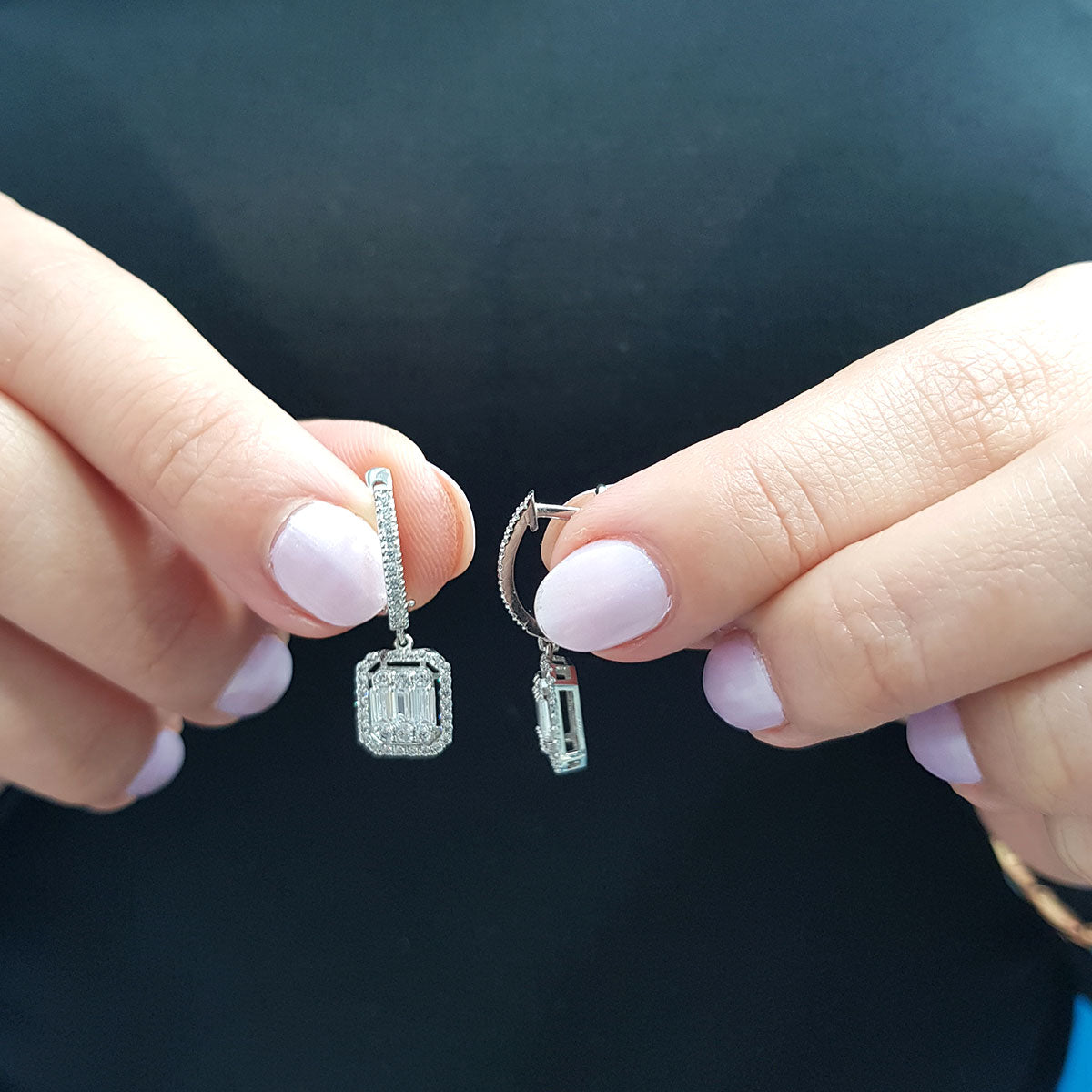 0.98 Carat Baguette Diamond Earrings