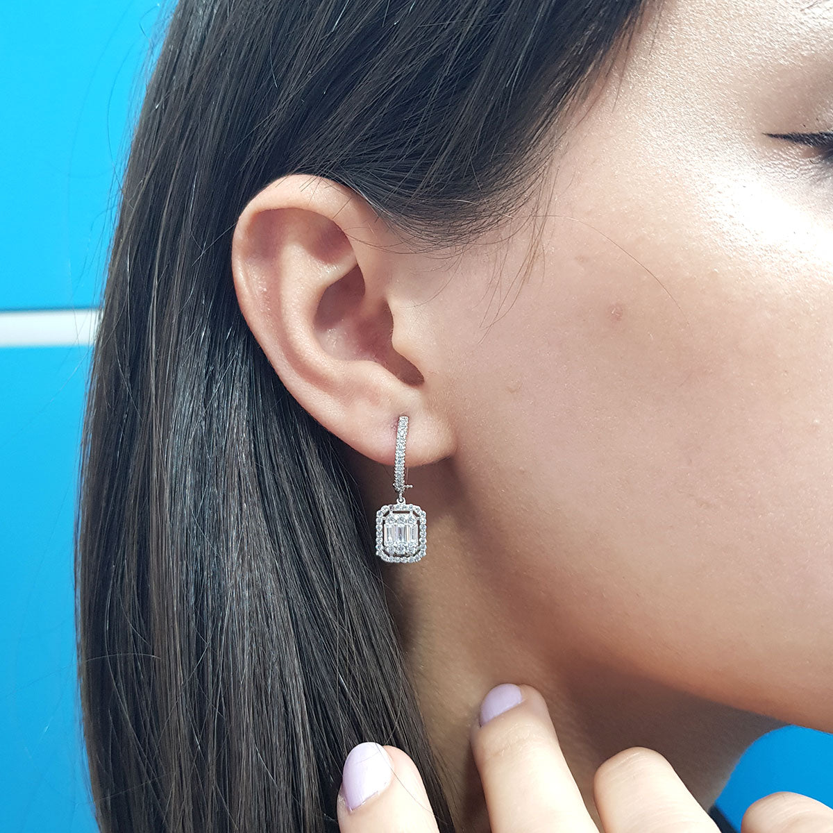 0.98 Carat Baguette Diamond Earrings