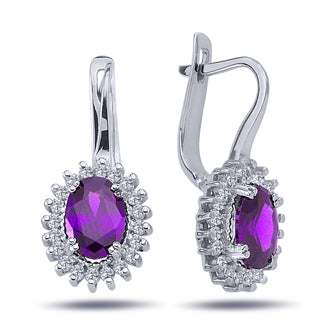 Diamond Oval Amethyst Entourage Earrings