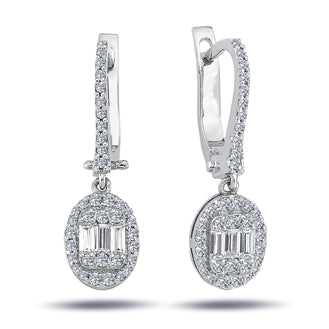 0.72 Carat Baguette Diamond Earrings