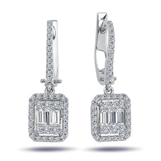0.80 Carat Baguette Diamond Earrings